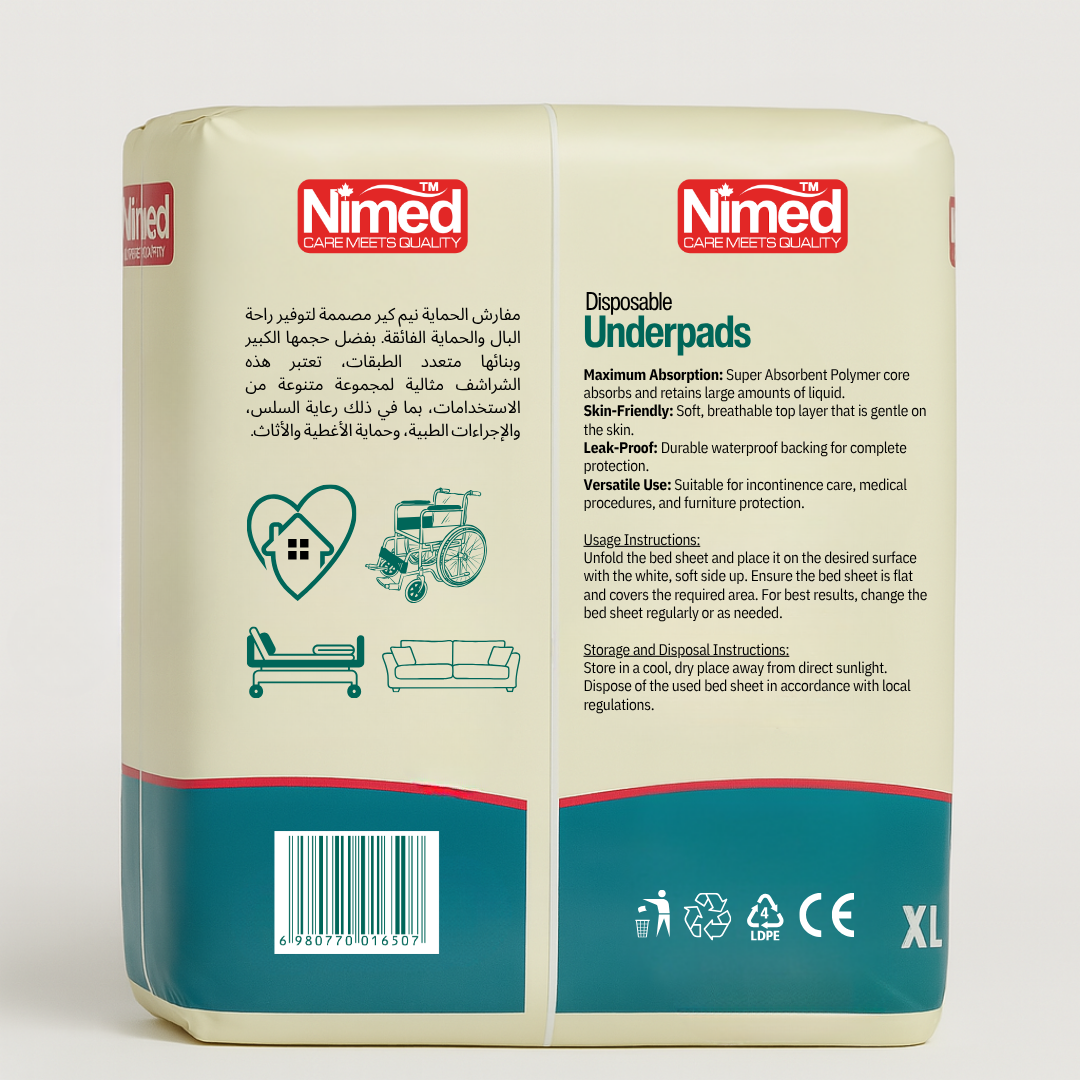NIMED Underpads — Full Bed Protection 90x180cm (Pack of 20)